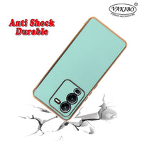 VAKIBO Golden Chrome Border Pista Coloured Soft TPU Back Cover Case With Camera Protection Suitable for Vivo V25 Pro