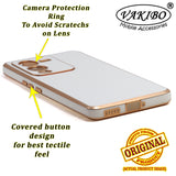 VAKIBO Golden Chrome Border White Coloured Soft TPU Back Cover Case With Camera Protection Suitable for Vivo V25 Pro