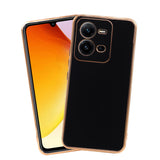 VAKIBO Golden Chrome Border Black Coloured Soft TPU Back Cover Case With Camera Protection Suitable for Vivo V25