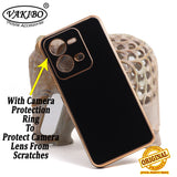 VAKIBO Golden Chrome Border Black Coloured Soft TPU Back Cover Case With Camera Protection Suitable for Vivo V25