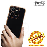 VAKIBO Golden Chrome Border Black Coloured Soft TPU Back Cover Case With Camera Protection Suitable for Vivo V25