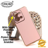 VAKIBO Golden Chrome Border Peach Coloured Soft TPU Back Cover Case With Camera Protection Suitable for Vivo V25