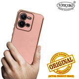 VAKIBO Golden Chrome Border Peach Coloured Soft TPU Back Cover Case With Camera Protection Suitable for Vivo V25