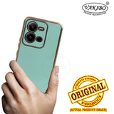 VAKIBO Golden Chrome Border Pista Coloured Soft TPU Back Cover Case With Camera Protection Suitable for Vivo V25