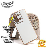 VAKIBO Golden Chrome Border white Coloured Soft TPU Back Cover Case With Camera Protection Suitable for Vivo V25
