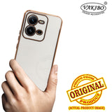 VAKIBO Golden Chrome Border white Coloured Soft TPU Back Cover Case With Camera Protection Suitable for Vivo V25