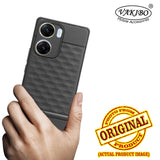 VAKIBO Parallax Design Black Coloured Soft TPU Rubber Back Cover Case With Camera Protection Ring Suitable for Vivo V29E