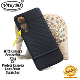 VAKIBO Parallax Design Black Coloured Soft TPU Rubber Back Cover Case With Camera Protection Ring Suitable for Vivo Y17s