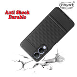VAKIBO Parallax Design Black Coloured Soft TPU Rubber Back Cover Case With Camera Protection Ring Suitable for Vivo Y17s