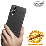 VAKIBO Parallax Design Black Coloured Soft TPU Rubber Back Cover Case With Camera Protection Ring Suitable for Vivo Y17s