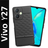 VAKIBO Parallax Design Black Coloured Soft TPU Rubber Back Cover Case With Camera Protection Ring Suitable for Vivo Y27