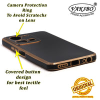 VAKIBO Golden Chrome Border Black Coloured Soft TPU Back Cover Case With Camera Protection Suitable for Vivo Y35