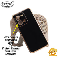 VAKIBO Golden Chrome Border Black Coloured Soft TPU Back Cover Case With Camera Protection Suitable for Vivo Y35