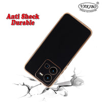 VAKIBO Golden Chrome Border Black Coloured Soft TPU Back Cover Case With Camera Protection Suitable for Vivo Y35