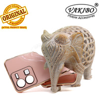 VAKIBO Golden Chrome Border Peach Coloured Soft TPU Back Cover Case With Camera Protection Suitable for Vivo Y35