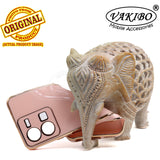 VAKIBO Golden Chrome Border Peach Coloured Soft TPU Back Cover Case With Camera Protection Suitable for Vivo Y35