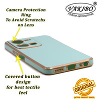 VAKIBO Golden Chrome Border Pista Coloured Soft TPU Back Cover Case With Camera Protection Suitable for Vivo Y35