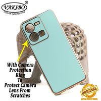 VAKIBO Golden Chrome Border Pista Coloured Soft TPU Back Cover Case With Camera Protection Suitable for Vivo Y35