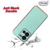 VAKIBO Golden Chrome Border Pista Coloured Soft TPU Back Cover Case With Camera Protection Suitable for Vivo Y35