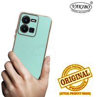 VAKIBO Golden Chrome Border Pista Coloured Soft TPU Back Cover Case With Camera Protection Suitable for Vivo Y35