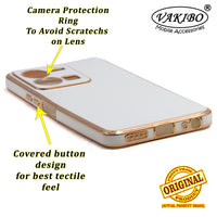 VAKIBO Golden Chrome Border White Coloured Soft TPU Back Cover Case With Camera Protection Suitable for Vivo Y35