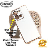 VAKIBO Golden Chrome Border White Coloured Soft TPU Back Cover Case With Camera Protection Suitable for Vivo Y35