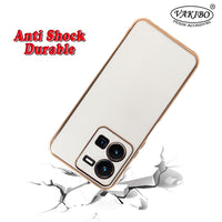 VAKIBO Golden Chrome Border White Coloured Soft TPU Back Cover Case With Camera Protection Suitable for Vivo Y35