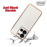 VAKIBO Golden Chrome Border White Coloured Soft TPU Back Cover Case With Camera Protection Suitable for Vivo Y35