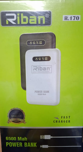 Riban PB 170 Powerbank 6500Mah Type-C+Micro  |6500 mAh Portable Power Bank Compact, Fast-Charging Backup Power