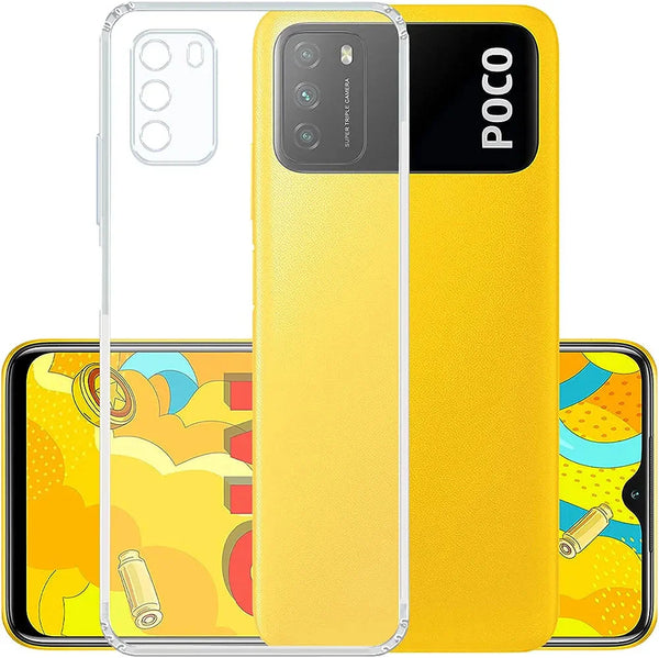 VAKIBO Premium Clear 1.5MM Thick Transparent Soft TPU Rubber Back Cover Case With Camera Protection Suitable for Mi Poco M3