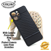 VAKIBO Parallax Design Black Coloured Soft TPU Rubber Back Cover Case With Camera Protection Ring Suitable for Mi Redmi 12 4G