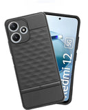 VAKIBO Parallax Design Black Coloured Soft TPU Rubber Back Cover Case With Camera Protection Ring Suitable for Mi Poco M6 Pro 5G