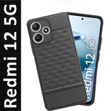 VAKIBO Parallax Design Black Coloured Soft TPU Rubber Back Cover Case With Camera Protection Ring Suitable for Mi Redmi 12