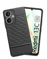 VAKIBO Parallax Design Black Coloured Soft TPU Rubber Back Cover Case With Camera Protection Ring Suitable for Mi Poco M6 5G