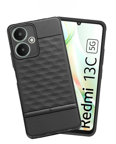VAKIBO Parallax Design Black Coloured Soft TPU Rubber Back Cover Case With Camera Protection Ring Suitable for Mi Poco M6 5G