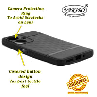VAKIBO Parallax Design Black Coloured Soft TPU Rubber Back Cover Case With Camera Protection Ring Suitable for Mi Redmi 13C
