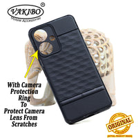 VAKIBO Parallax Design Black Coloured Soft TPU Rubber Back Cover Case With Camera Protection Ring Suitable for Mi Redmi 13C