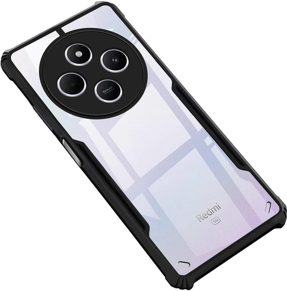 VAKIBO Best Selling Black and Transparent Back Cover Case Made With Soft TPU and Acrylic With 4 Corner and Camera Protection Suitable for Mi Redmi 14C