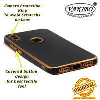 VAKIBO Golden Chrome Border Black Coloured Soft TPU Back Cover Case With Camera Protection Suitable for Mi Redmi 7