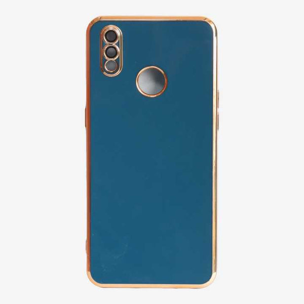 VAKIBO Golden Chrome Border Blue Coloured Soft TPU Back Cover Case With Camera Protection Suitable for Mi Redmi 7