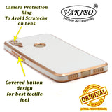 VAKIBO Golden Chrome Border White Coloured Soft TPU Back Cover Case With Camera Protection Suitable for Mi Redmi 7
