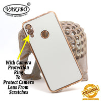 VAKIBO Golden Chrome Border White Coloured Soft TPU Back Cover Case With Camera Protection Suitable for Mi Redmi 7