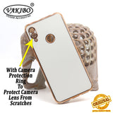 VAKIBO Golden Chrome Border White Coloured Soft TPU Back Cover Case With Camera Protection Suitable for Mi Redmi 7