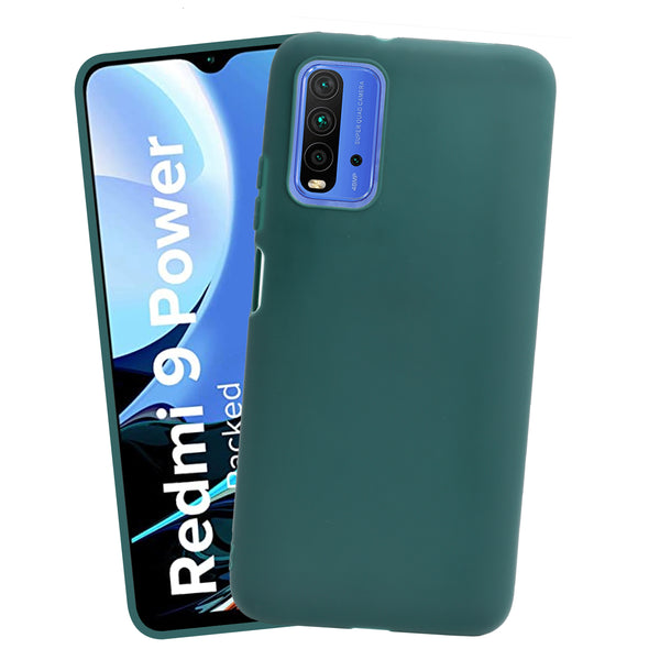 VAKIBO 1.2 MM Thick Green Coloured Soft TPU Rubber Back Cover Case With Camera Protection Ring Suitable for MI Redmi 9 Power