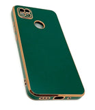 VAKIBO Golden Chrome Border Green Coloured Soft TPU Back Cover Case With Camera Protection Suitable for Mi Redmi 9C