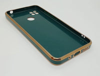VAKIBO Golden Chrome Border Green Coloured Soft TPU Back Cover Case With Camera Protection Suitable for Mi Redmi 10A