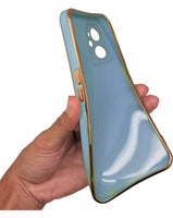 VAKIBO Golden Chrome Border Steel Blue Coloured Soft TPU Back Cover Case With Camera Protection Suitable for Mi Redmi 10A