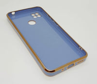 VAKIBO Golden Chrome Border Steel Blue Coloured Soft TPU Back Cover Case With Camera Protection Suitable for Mi Redmi 10A
