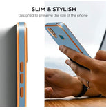 VAKIBO Golden Chrome Border Steel Blue Coloured Soft TPU Back Cover Case With Camera Protection Suitable for Mi Redmi 9C