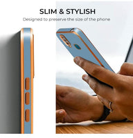 VAKIBO Golden Chrome Border Steel Blue Coloured Soft TPU Back Cover Case With Camera Protection Suitable for Mi Redmi 10A